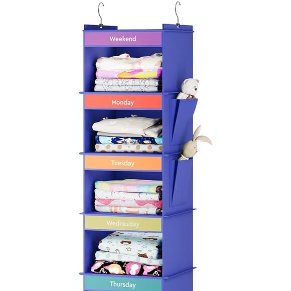 NEW PINK 6-Shelf Weekly Hanging Closet Organizer - Picture 1 of 3